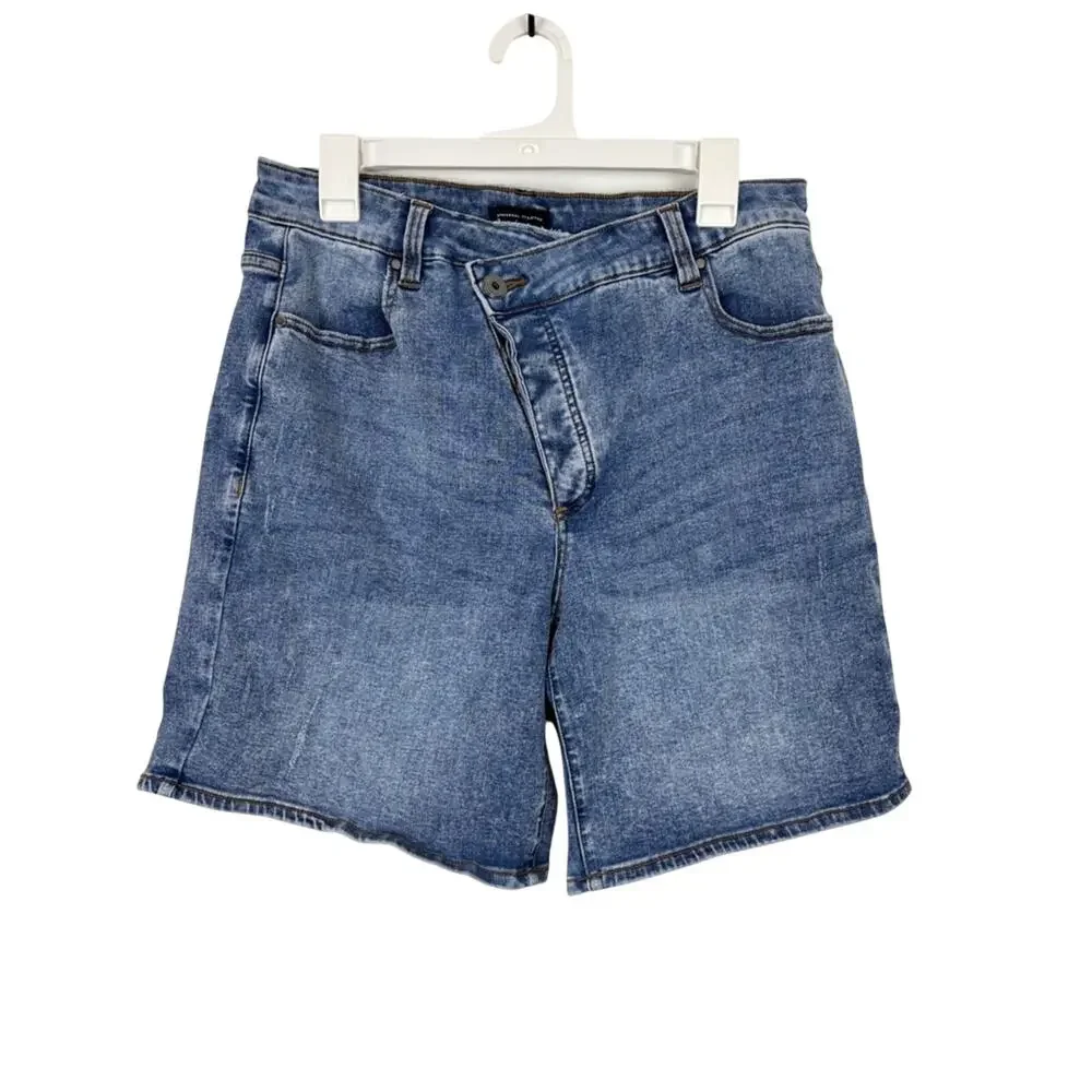 Universal Standard Denim Shorts Women’s Size 12 Blue Asymmetrical Fly  Casual